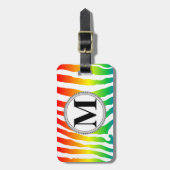 Rainboogzebrapatroon met monogram bagagelabel (Voorkant verticaal)