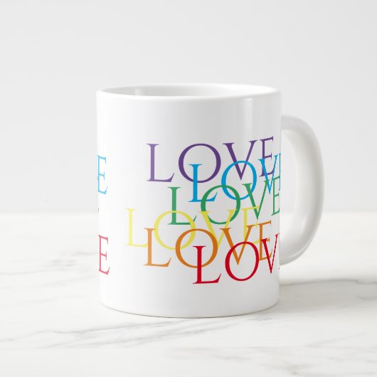 RAINBOVE LOVE Big White Mug (Devant droit)