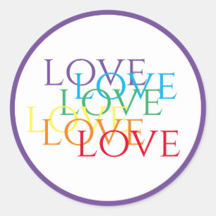 RAINBOVE LOVE Large Round Stickers / Violet