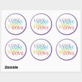 RAINBOVE LOVE Large Round Stickers / Violet (Feuille)