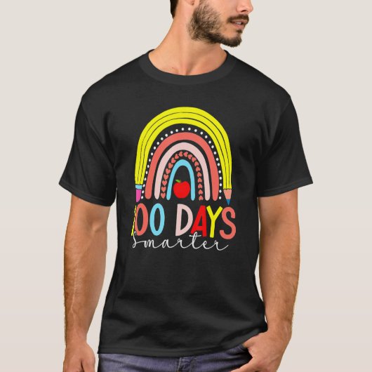 Rainbow 100 Days Smarter Happy 100 Days Of School  T-shirt (Voorkant)