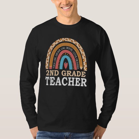 Rainbow 100th Day Of 2nd Grade Teacher 100 Days Of T-shirt (Voorkant)
