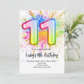 Rainbow 11th Birthday Invitation (Debout devant)