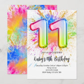 Rainbow 11th Birthday Invitation (Devant / Derrière)