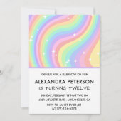 Rainbow 12e anniversaire invitations Pastel Cute (Devant)