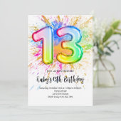 Rainbow 13th Birthday Invitation (Debout devant)