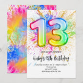 Rainbow 13th Birthday Invitation (Devant / Derrière)