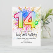 Rainbow 14th Birthday Invitation (Debout devant)