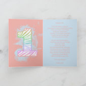 Rainbow 1 Photo First Birthday Card Kaart (Binnen)