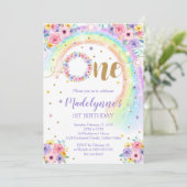 Rainbow 1er anniversaire Invitation (Debout devant)