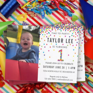Rainbow 1st Birthday Party, Foto First Birthday I Kaart