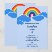 Rainbow 2 Year Old Birthday Party Invitation Kaart (Voorkant / Achterkant)