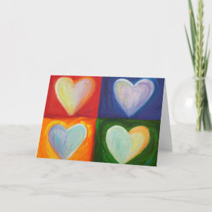 Rainbow 4 Love Hearts Carte de voeux d'art personn
