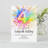 Rainbow 4th Birthday Invitation (Debout devant)