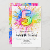 Rainbow 5th Birthday Invitation (Devant / Derrière)
