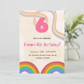 Rainbow 6th Birthday Party, Girl Invitation (Debout devant)