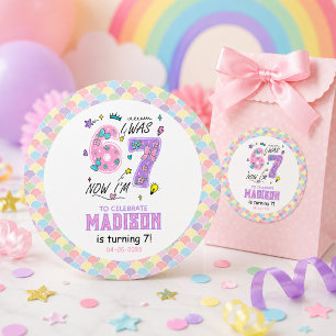 Rainbow 7e Verjaardag Ik Was 6, Nu 7 Kinderen Ronde Sticker