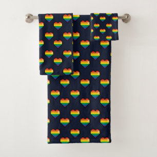 Rainbow 8 Bit Heart Pattern Bad Handdoek
