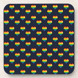Rainbow 8 Bit Heart Pattern Bier Onderzetter