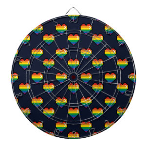 Rainbow 8 Bit Heart Pattern Dartbord