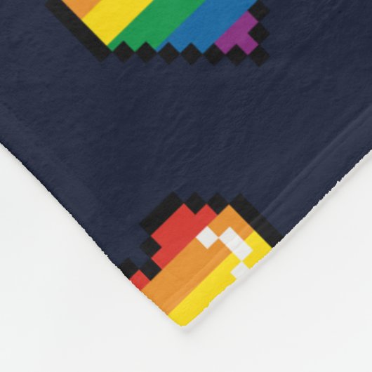 Rainbow 8 Bit Heart Pattern Fleece Deken (Hoek)