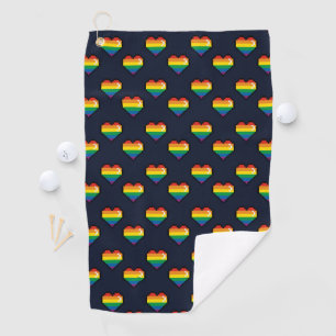 Rainbow 8 Bit Heart Pattern Golfhanddoek