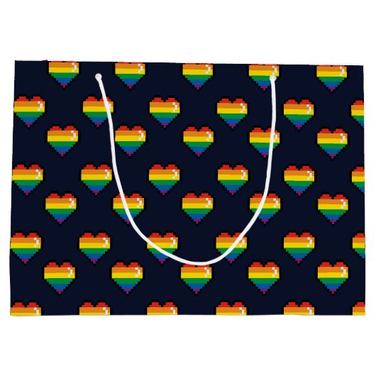 Rainbow 8 Bit Heart Pattern Groot Cadeauzakje (Achterkant)