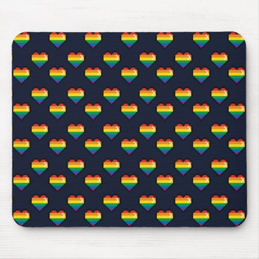 Rainbow 8 Bit Heart Pattern Muismat (Voorkant)