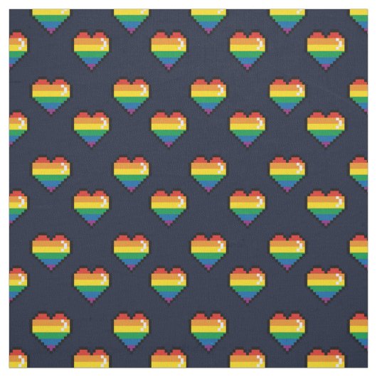 Rainbow 8 Bit Heart Pattern Stof (Swatch)