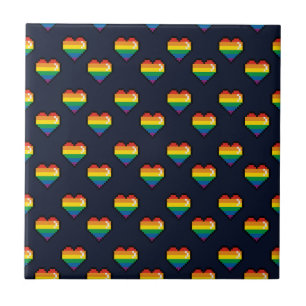 Rainbow 8 Bit Heart Pattern Tegeltje