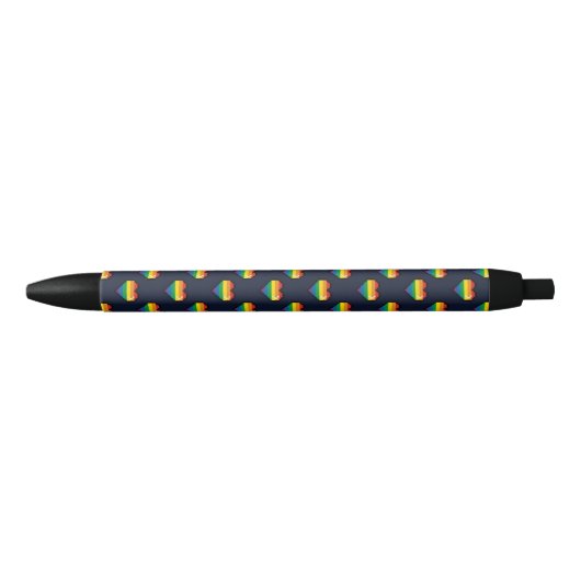 Rainbow 8 Bit Heart Pattern Zwarte Inkt Pen (Voorkant)