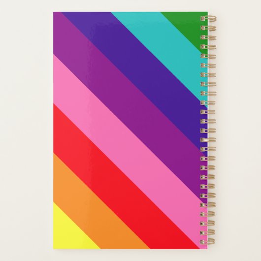 Rainbow 8 Stripe Gay Pride Custom Monogram Initiaa Planner (Achterkant)