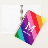 Rainbow 8 Stripe Gay Pride Custom Monogram Initiaa Planner (Display)