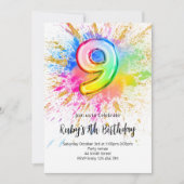 Rainbow 9th Birthday Invitation (Devant)