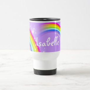 Rainbow aangepaste naam violet reizen/kinder mok c