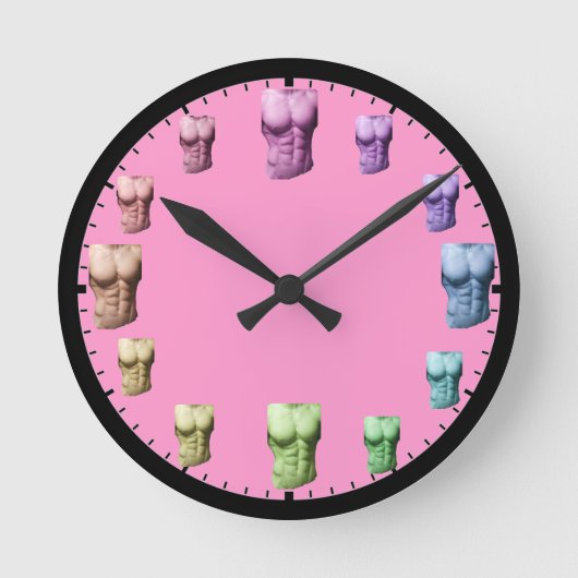 Rainbow Abs Wall Clock-roze Ronde Klok (Voorkant)