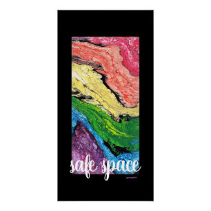 "Rainbow" Abstract Art Safe Space Black Poster Perfect Poster
