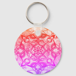 Rainbow Abstracte Mandala Sleutelhanger