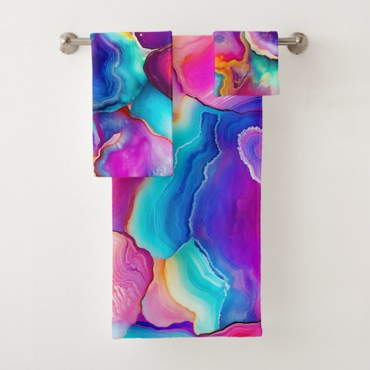 Rainbow Agate Colorful Abstract Geode Design Bad Handdoek (Insitu)