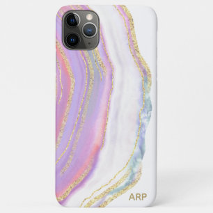 *~* Rainbow Agate Gold Glitter Pastel Roze iPhone 11 Pro Max Hoesje
