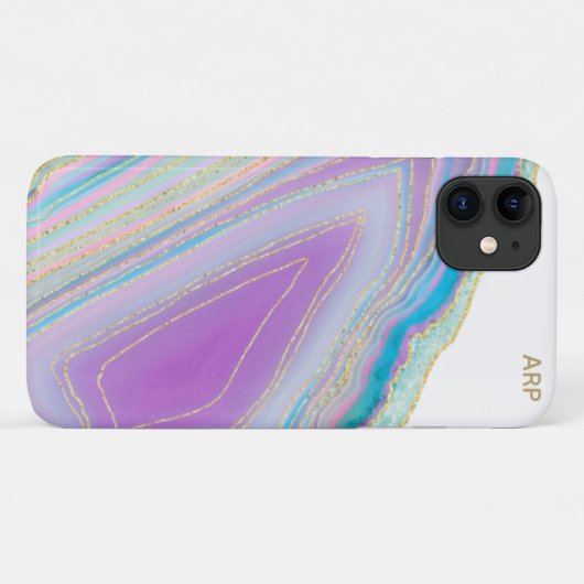 *~* Rainbow Agate Gold Glitter Veins Pastel Case-Mate iPhone Case (Achterkant (horizontaal))