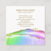 *~* Rainbow Agate Gold Glitter Veins Pastel White Vierkante Visitekaartje (Achterkant)