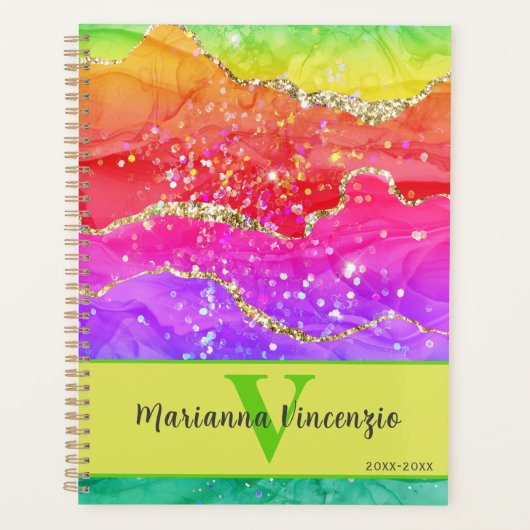 Rainbow Agate Parties scintillant en marbre (Devant)