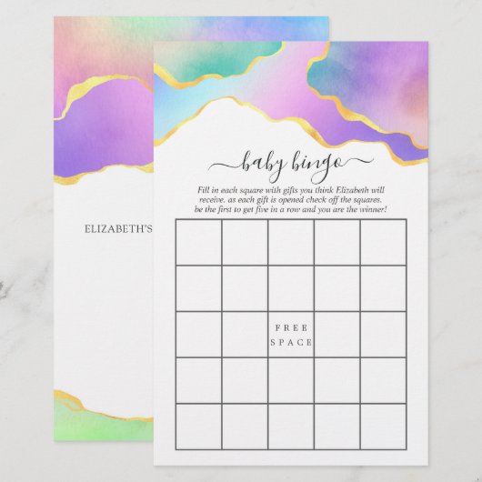 Rainbow Agate Stone Vrijgezellenfeest Bingo (Voorkant / Achterkant)