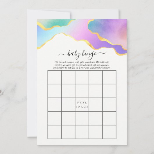 Rainbow Agate Stone Vrijgezellenfeest Bingo Kaart (Voorkant)