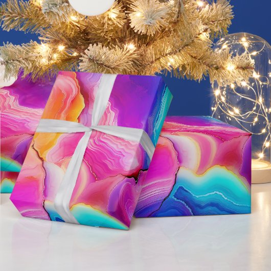 Rainbow Agate | Vibrant Abstract Stone Pattern Cadeaupapier (Feestdagen)