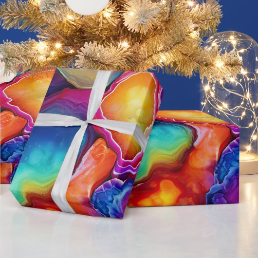 Rainbow Agate | Vibrant Abstract Stone Pattern Cadeaupapier (Feestdagen)