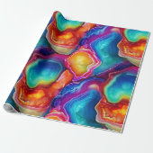 Rainbow Agate | Vibrant Abstract Stone Pattern Cadeaupapier (Uitgerold)