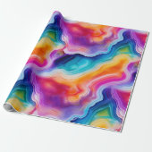Rainbow Agate | Vibrant Abstract Stone Pattern Cadeaupapier (Uitgerold)