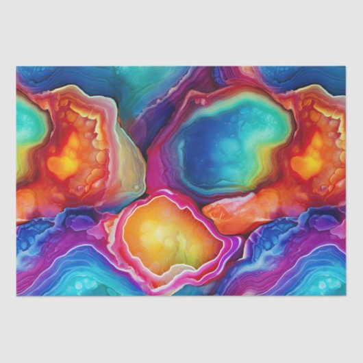 Rainbow Agate | Vibrant Abstract Stone Pattern Tissuepapier (Voorkant)